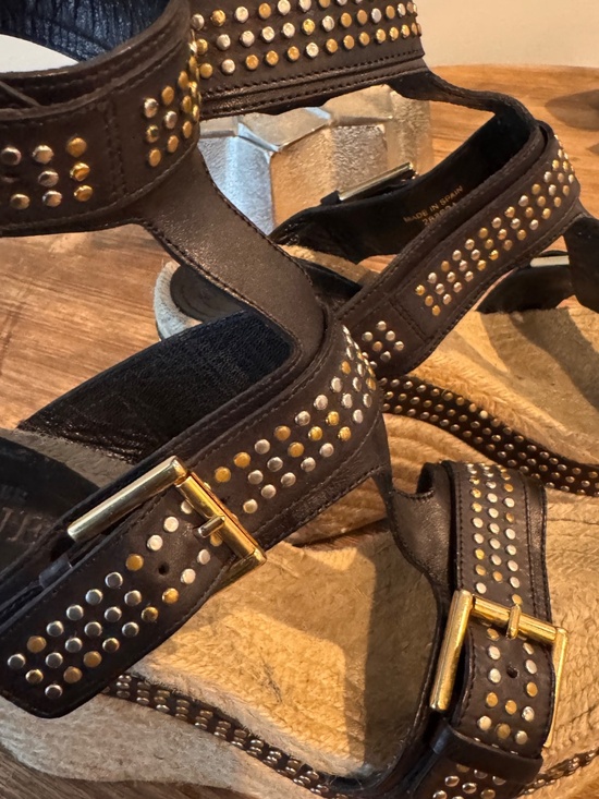 Alexander McQueen Black Studded Wedge Sandal - Picture 5 of 12